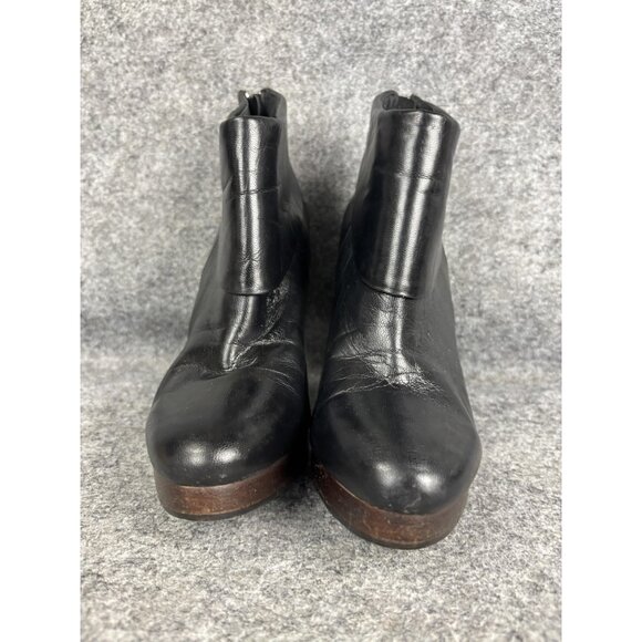 Steve Madden Boots Womens Size 7 Black Trishia Leather Platform Ankle Heel - Picture 2 of 9